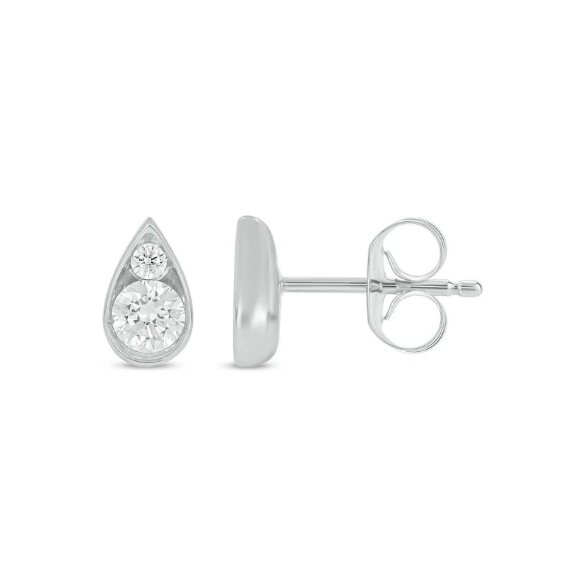 Lab Created 3/8 Carat Lab Grown Diamond Pear Shape Studs Earring in 10KT White Gold