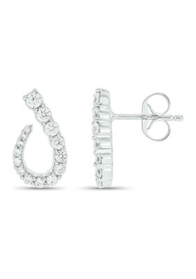 Belk & Co Lab Created 5/8 Carat Lab Grown Diamond Floral Timeless Sparkle Earring in 10KT White Gold
