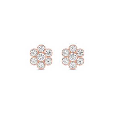 Belk & Co Lab Created 1/2 Carat Lab Grown Diamond Flower Studs Earring in 10KT Rose Gold