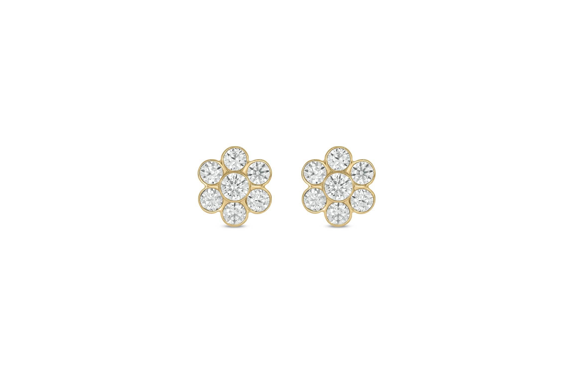Lab Created 1/2 Carat Lab Grown Diamond Flower Studs Earring in 10KT Yellow Gold