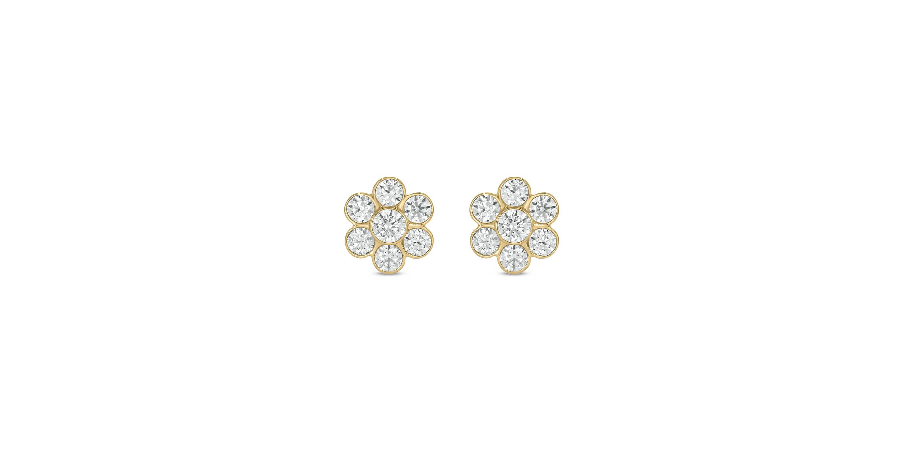 Lab Created 1/2 Carat Lab Grown Diamond Flower Studs Earring in 10KT Yellow Gold