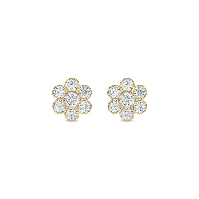 Lab Created 1/2 Carat Lab Grown Diamond Flower Studs Earring in 10KT Yellow Gold