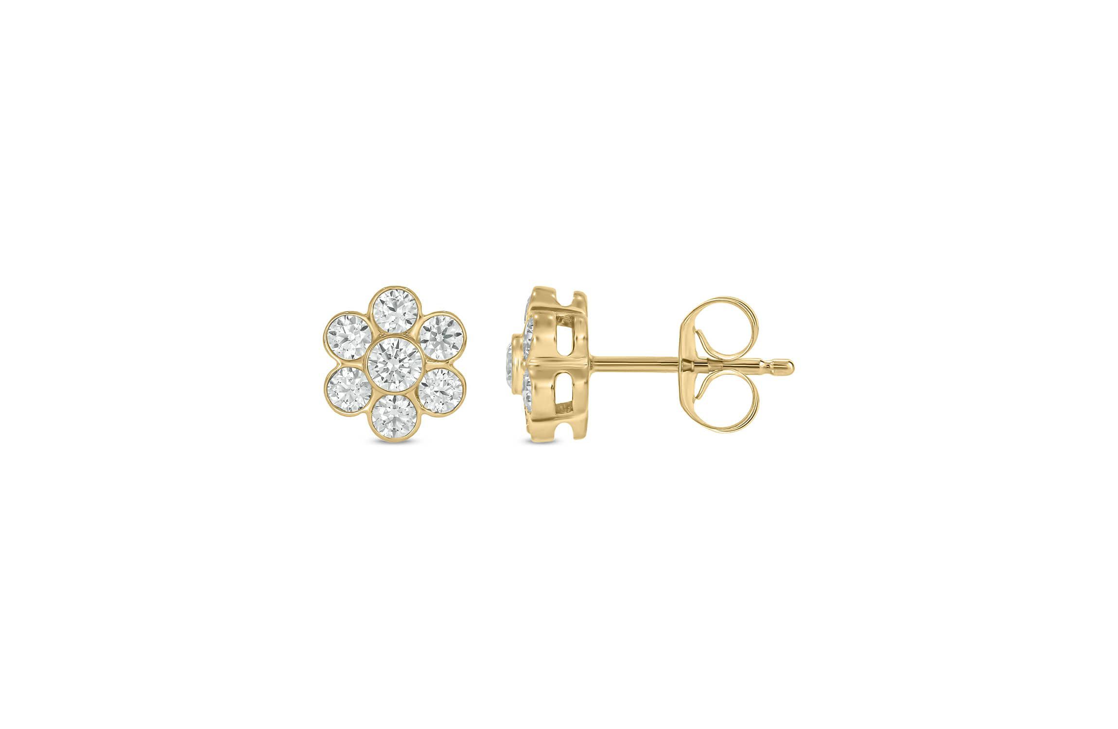 Lab Created 1/2 Carat Lab Grown Diamond Flower Studs Earring in 10KT Yellow Gold