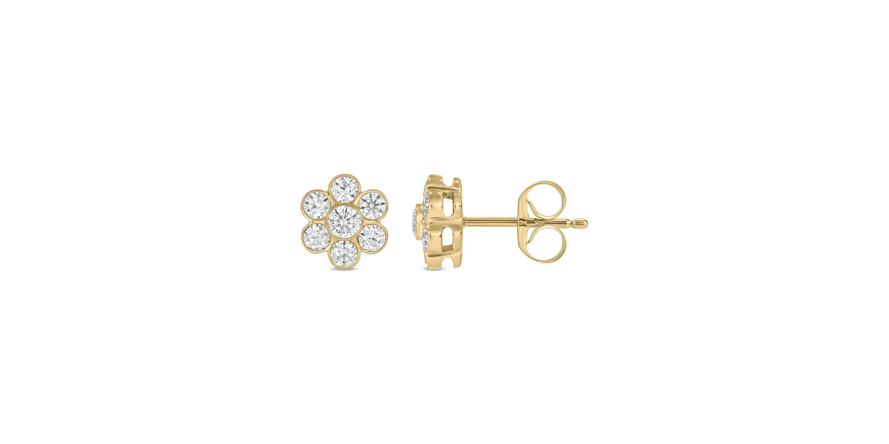 Lab Created 1/2 Carat Lab Grown Diamond Flower Studs Earring in 10KT Yellow Gold