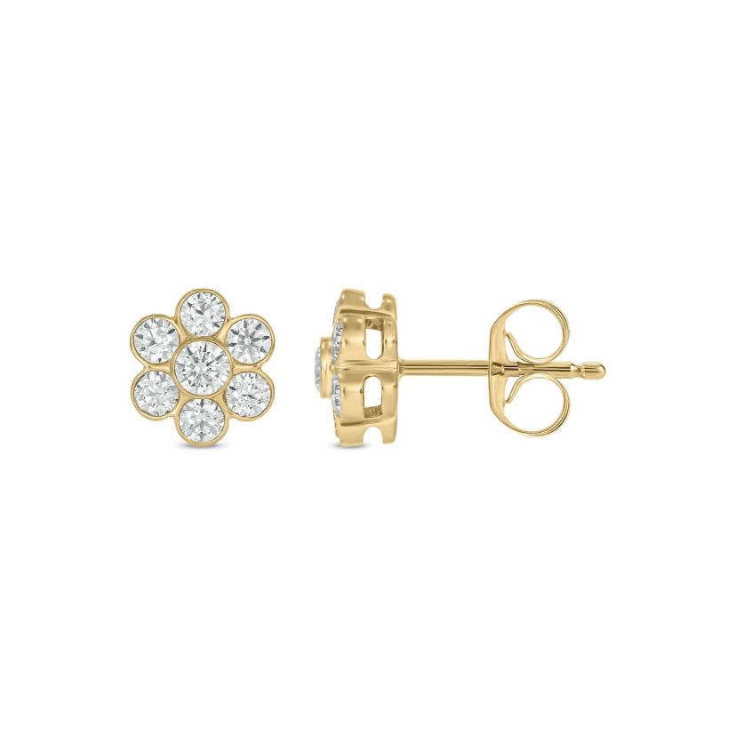 Lab Created 1/2 Carat Lab Grown Diamond Flower Studs Earring in 10KT Yellow Gold