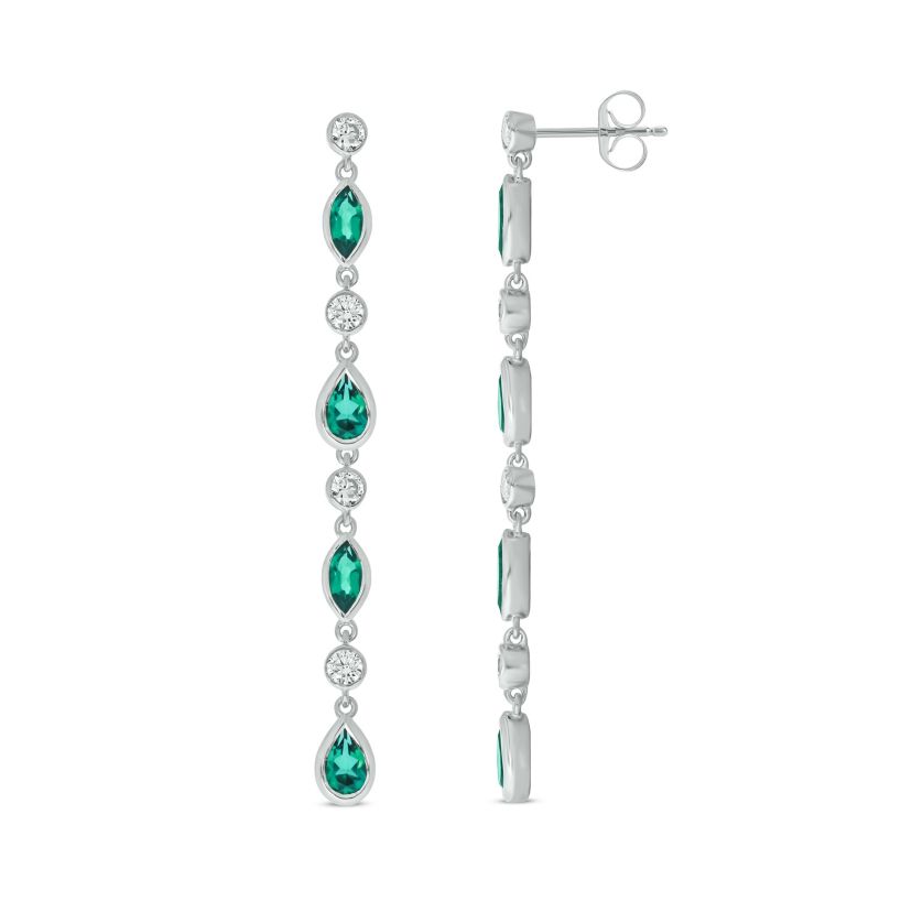 1/2 carat, Diamond Colorstone Linear Earring in 14K White Gold