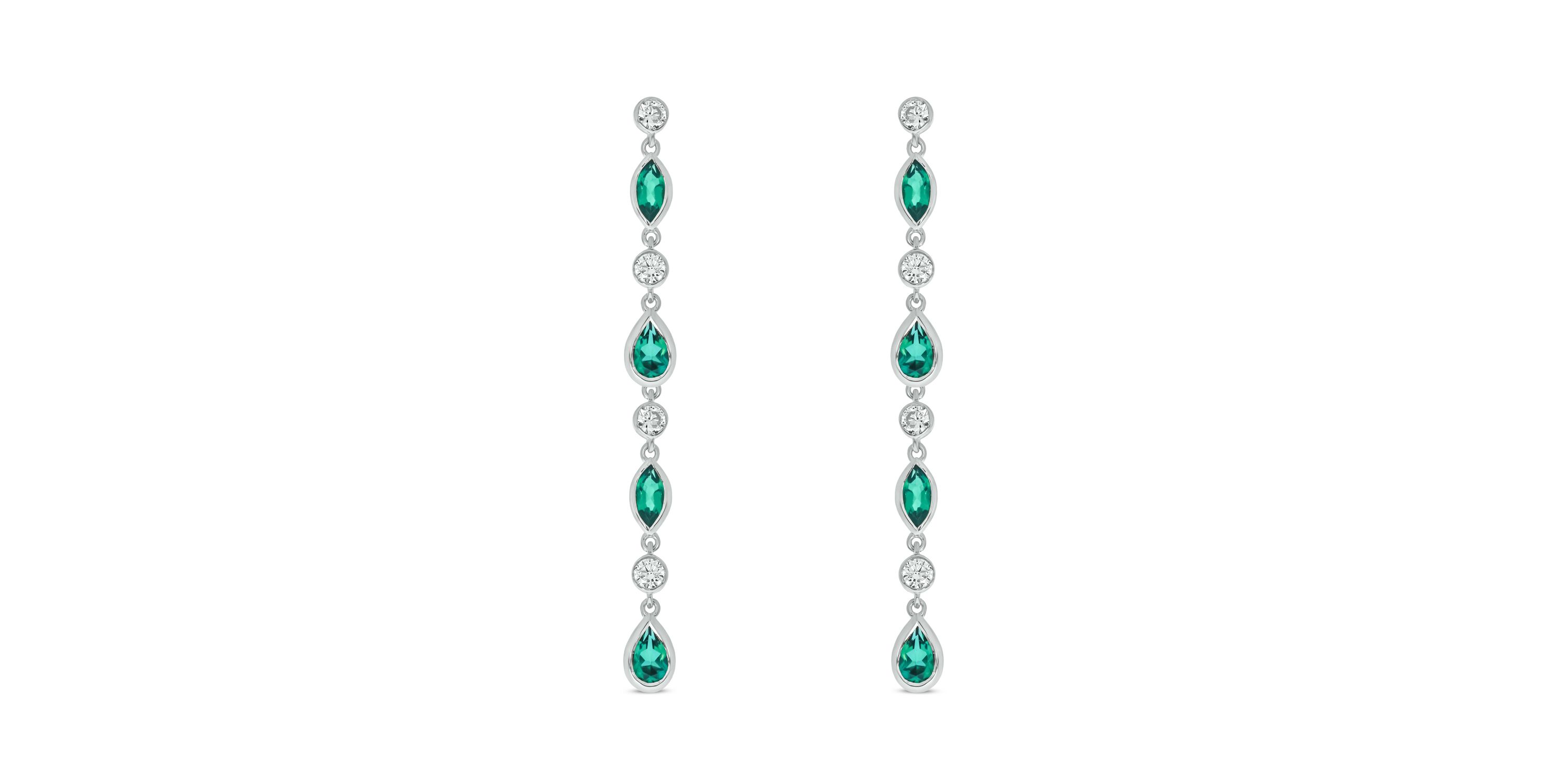 1/2 carat, Diamond Colorstone Linear Earring in 14K White Gold