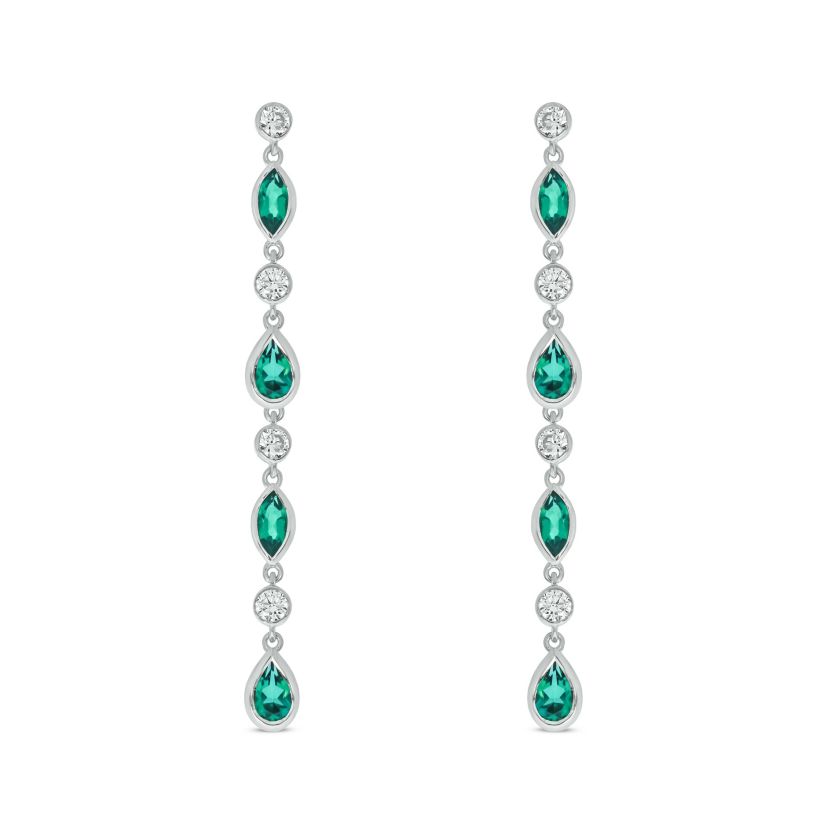 1/2 carat, Diamond Colorstone Linear Earring in 14K White Gold
