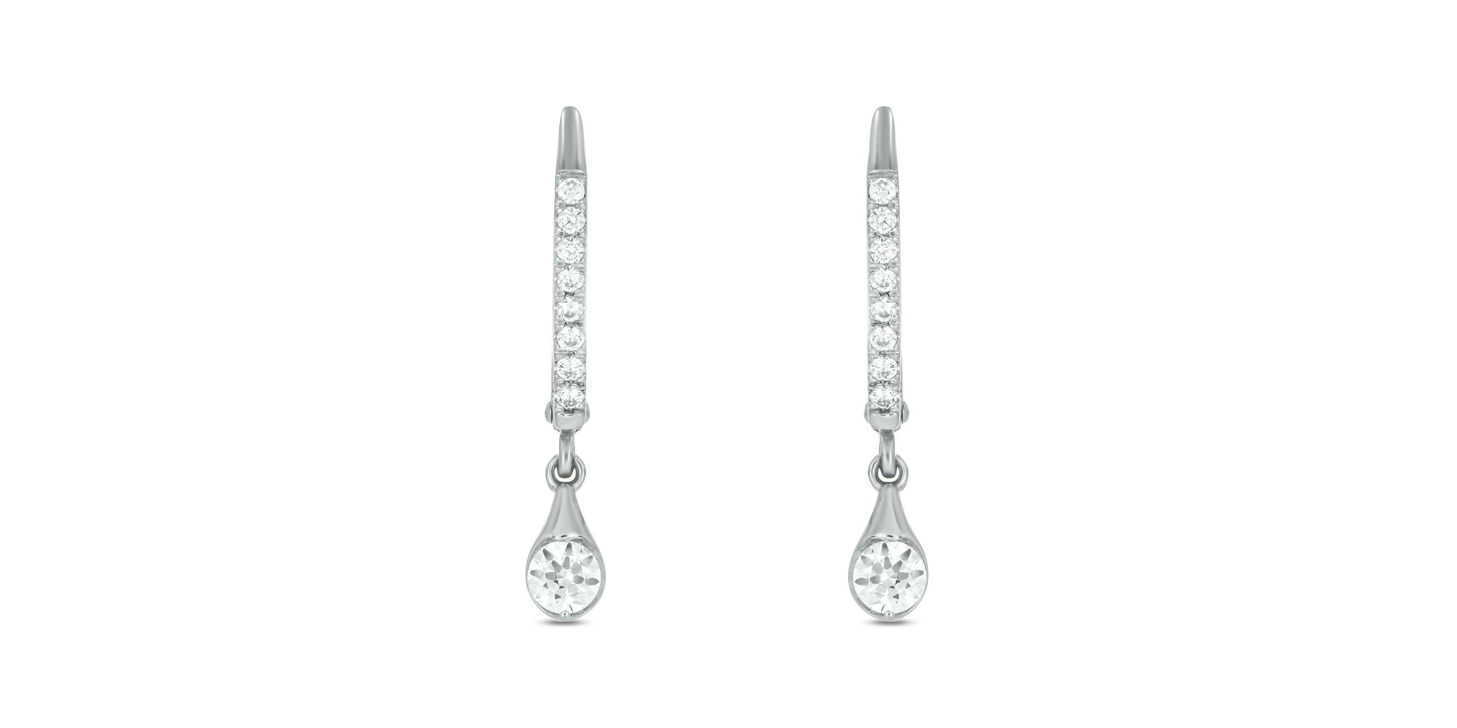 1/2 carat, Diamond Dangler Hoop,Flaunt The Drop Earring in 14K White Gold