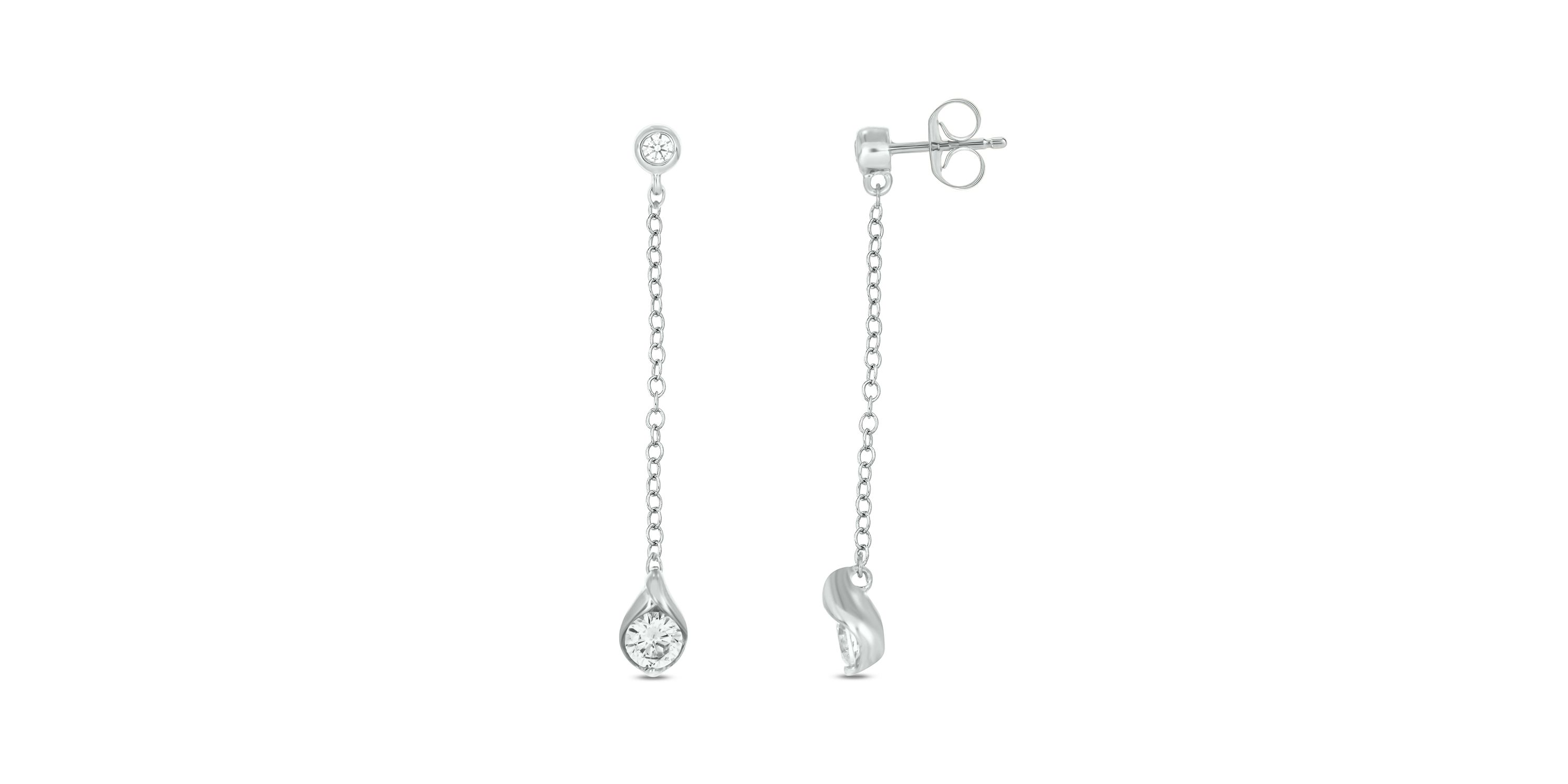 1/2 carat, Diamond Elegant Diamond drop Design Earring in 14K White Gold