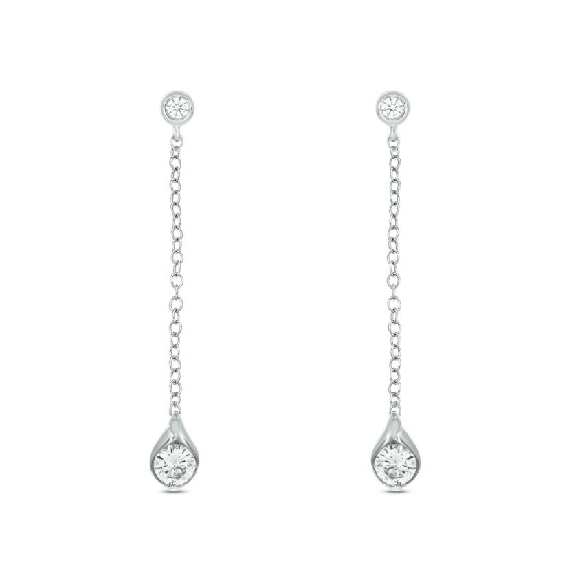 1/2 carat, Diamond Elegant Diamond drop Design Earring in 14K White Gold