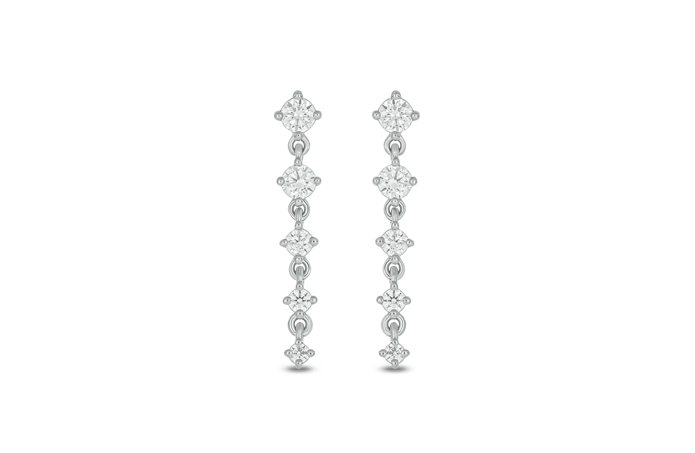 Lab Created 1/2 Carat Lab Grown Diamond Drop Shap Earrings in Sterling Silver