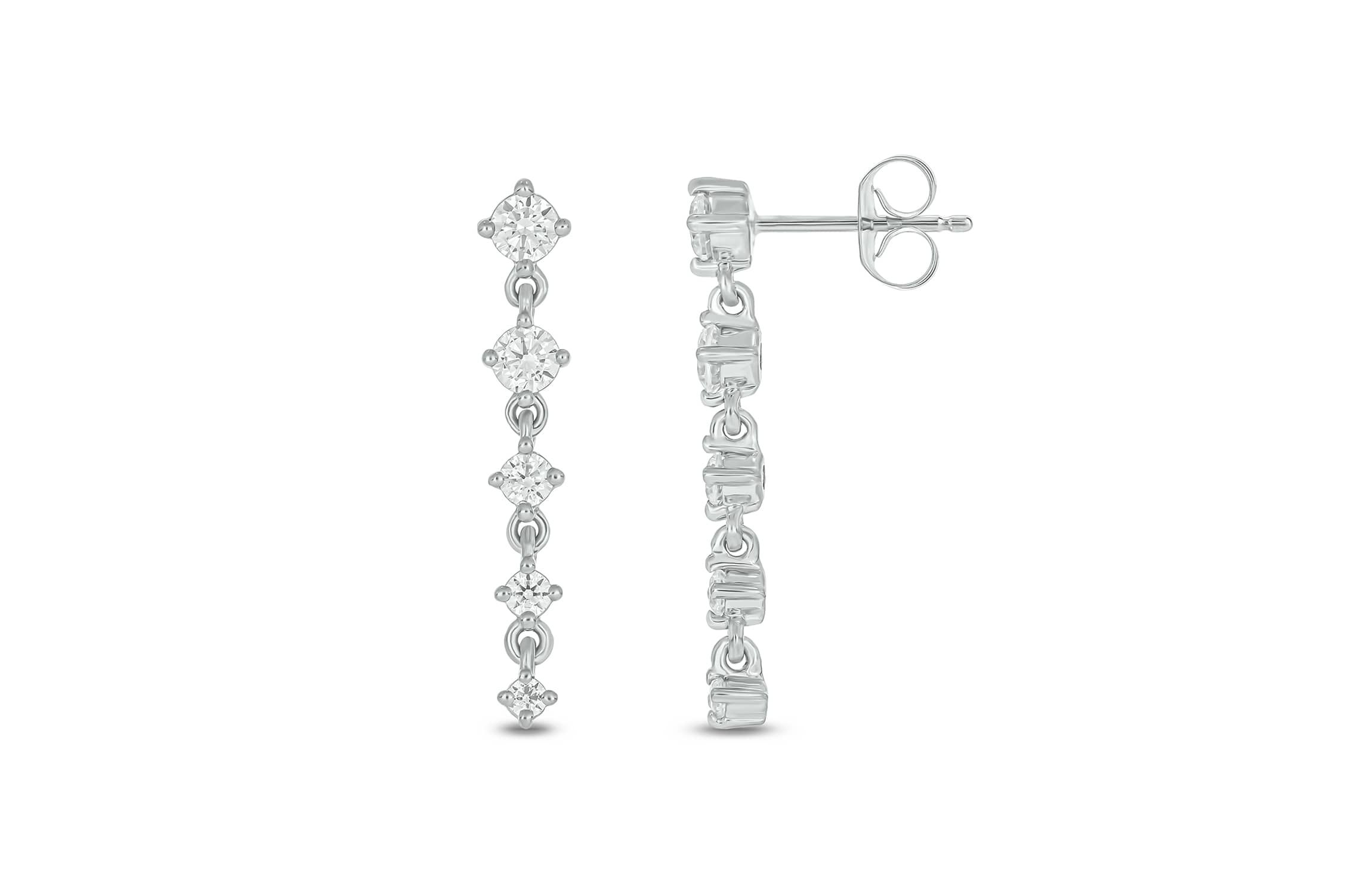 Lab Created 1/2 Carat Lab Grown Diamond Drop Shap Earrings in Sterling Silver