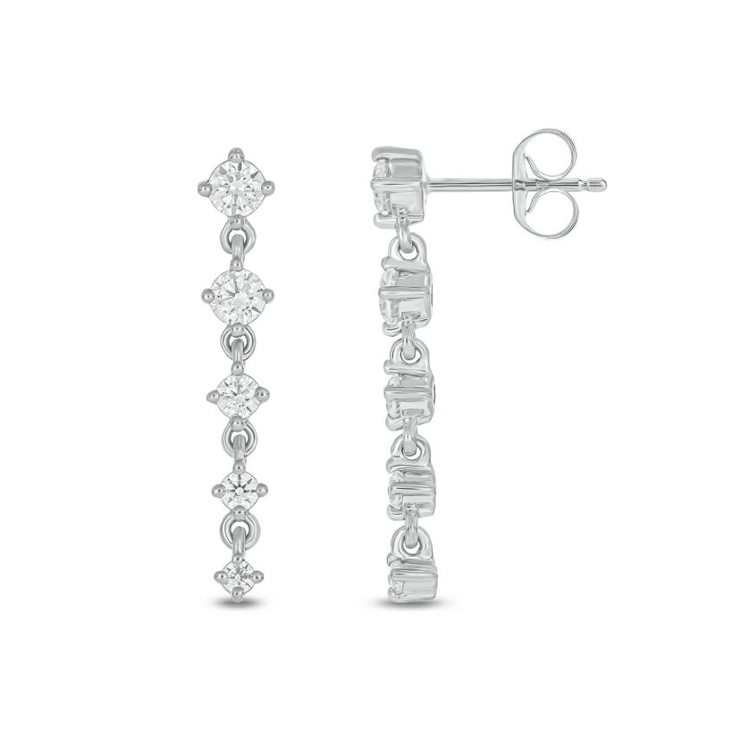 Lab Created 1/2 Carat Lab Grown Diamond Drop Shap Earrings in Sterling Silver