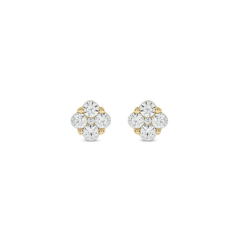 Lab Created 5/8 Carat Lab Grown Diamond Floral Timeless Sparkle Earring in 10KT Yellow Gold