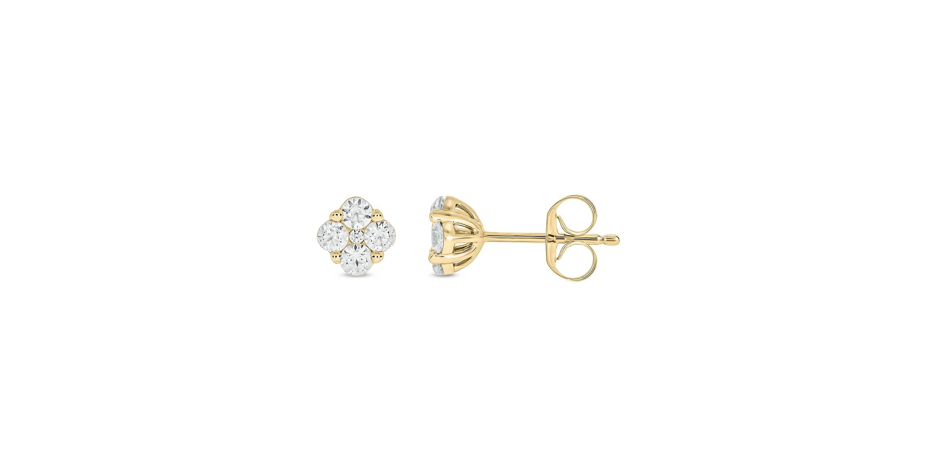 Lab Created 5/8 Carat Lab Grown Diamond Floral Timeless Sparkle Earring in 10KT Yellow Gold