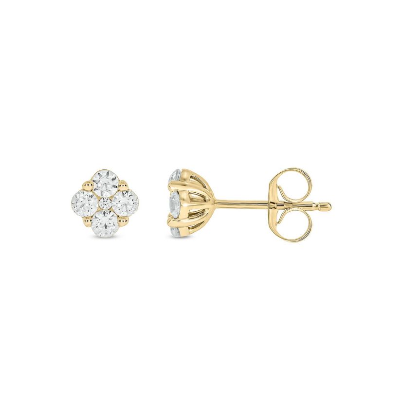 Lab Created 5/8 Carat Lab Grown Diamond Floral Timeless Sparkle Earring in 10KT Yellow Gold