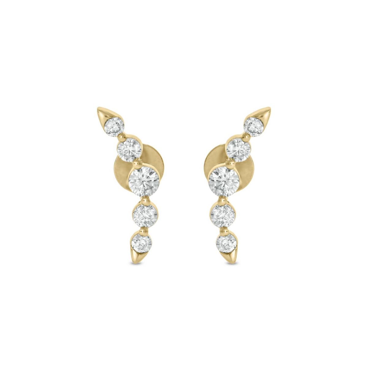 Lab Created 5/8 Carat Lab Grown Diamond Graduated Climber Earring in 10KT Yellow Gold