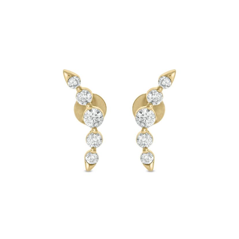 Lab Created 5/8 Carat Lab Grown Diamond Graduated Climber Earring in 10KT Yellow Gold