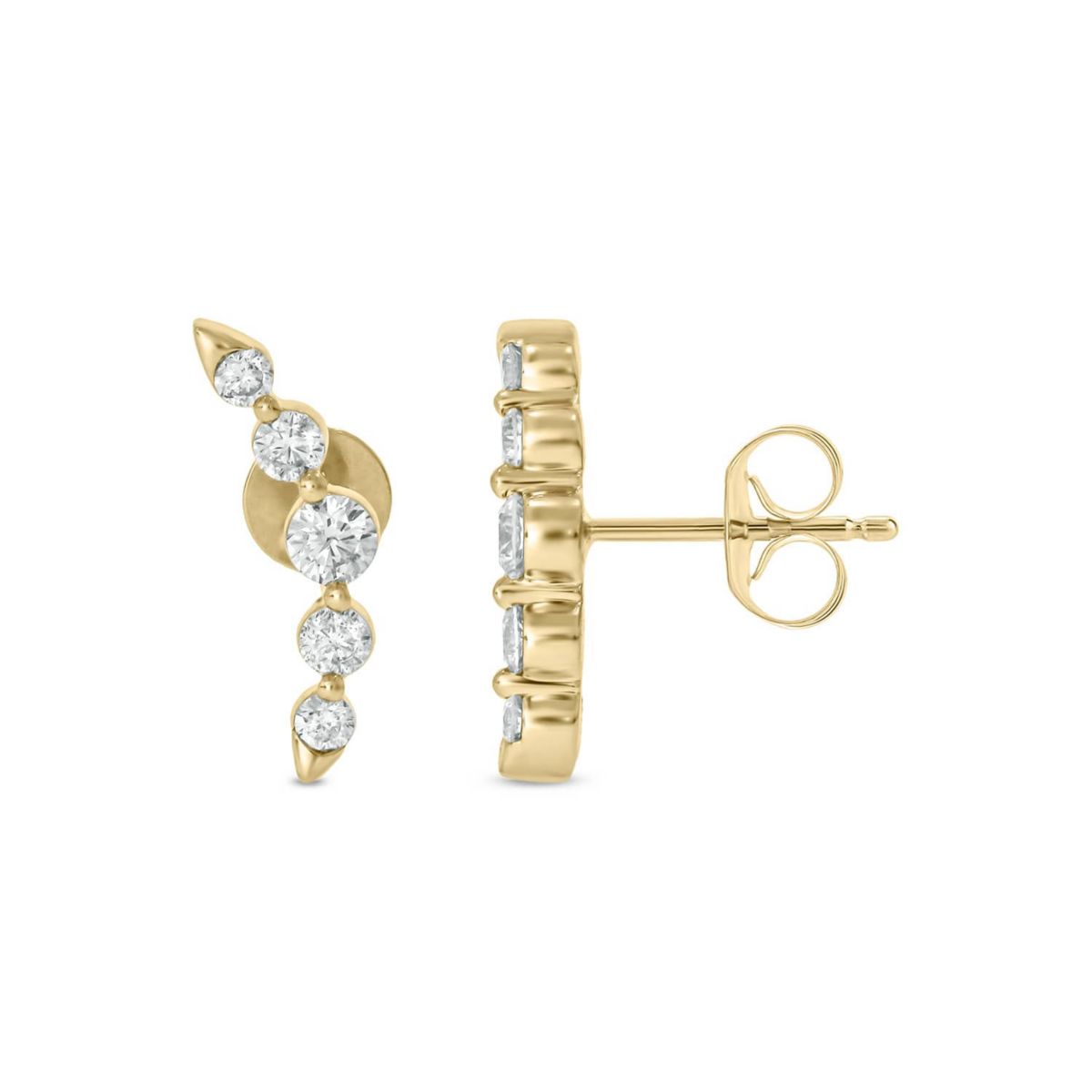 Lab Created 5/8 Carat Lab Grown Diamond Graduated Climber Earring in 10KT Yellow Gold