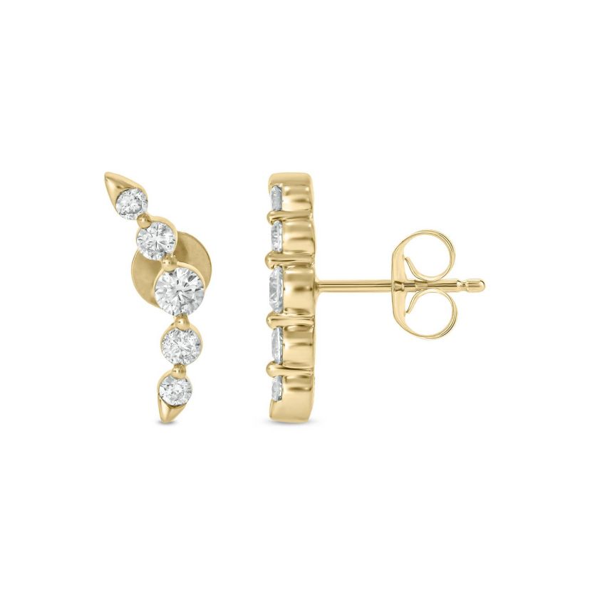 Lab Created 5/8 Carat Lab Grown Diamond Graduated Climber Earring in 10KT Yellow Gold