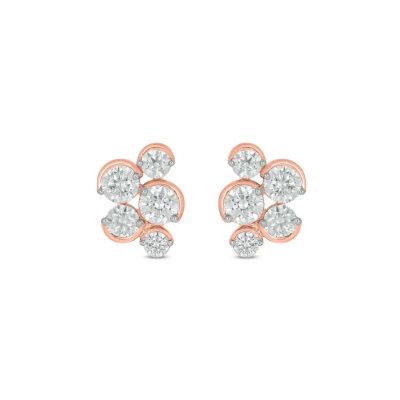 Belk & Co Lab Created 1 Carat Lab Grown Diamond Modern Half Bezel Earring in 10KT Rose Gold