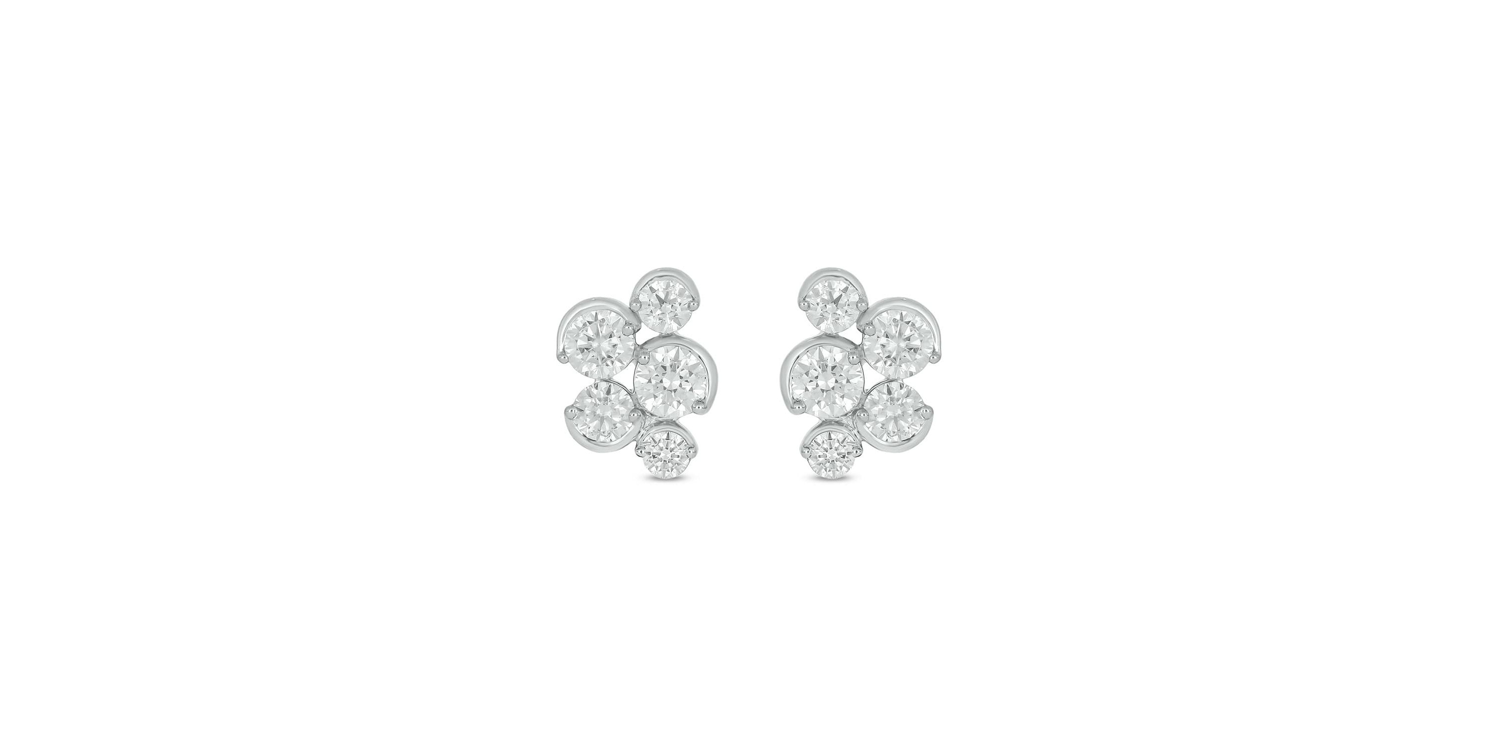 Lab Created 1 Carat Lab Grown Diamond Modern Half Bezel Earring in 10KT White Gold