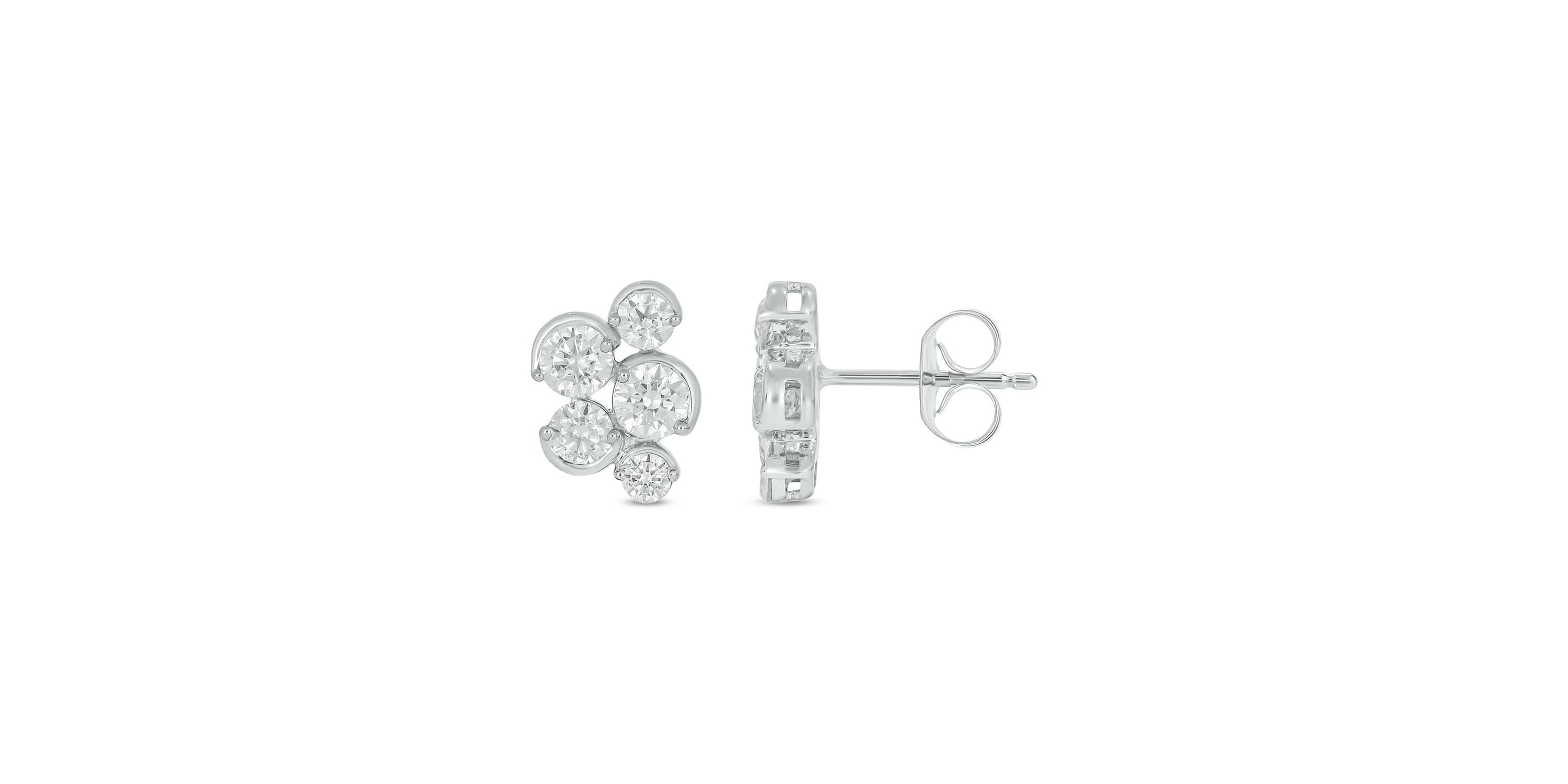 Lab Created 1 Carat Lab Grown Diamond Modern Half Bezel Earring in 10KT White Gold