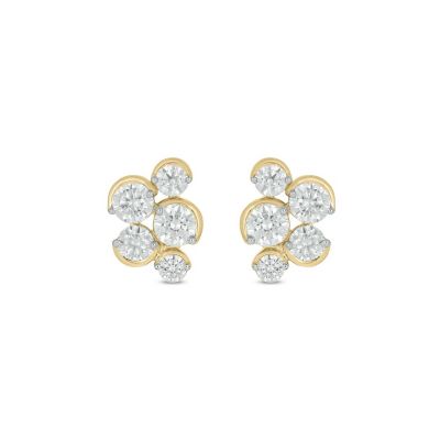 Belk & Co Lab Created 1 Carat Lab Grown Diamond Modern Half Bezel Earring in 10KT Yellow Gold