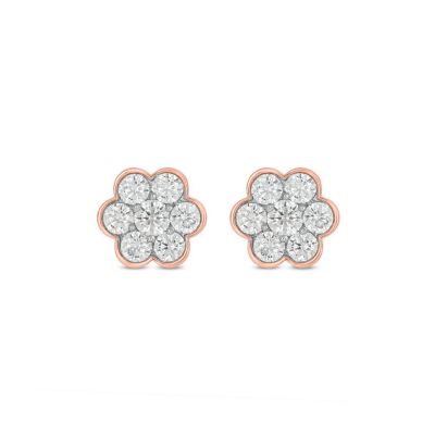 Belk & Co Lab Created 1 Carat Lab Grown Diamond Floral Crafted Earring in 10KT Rose Gold