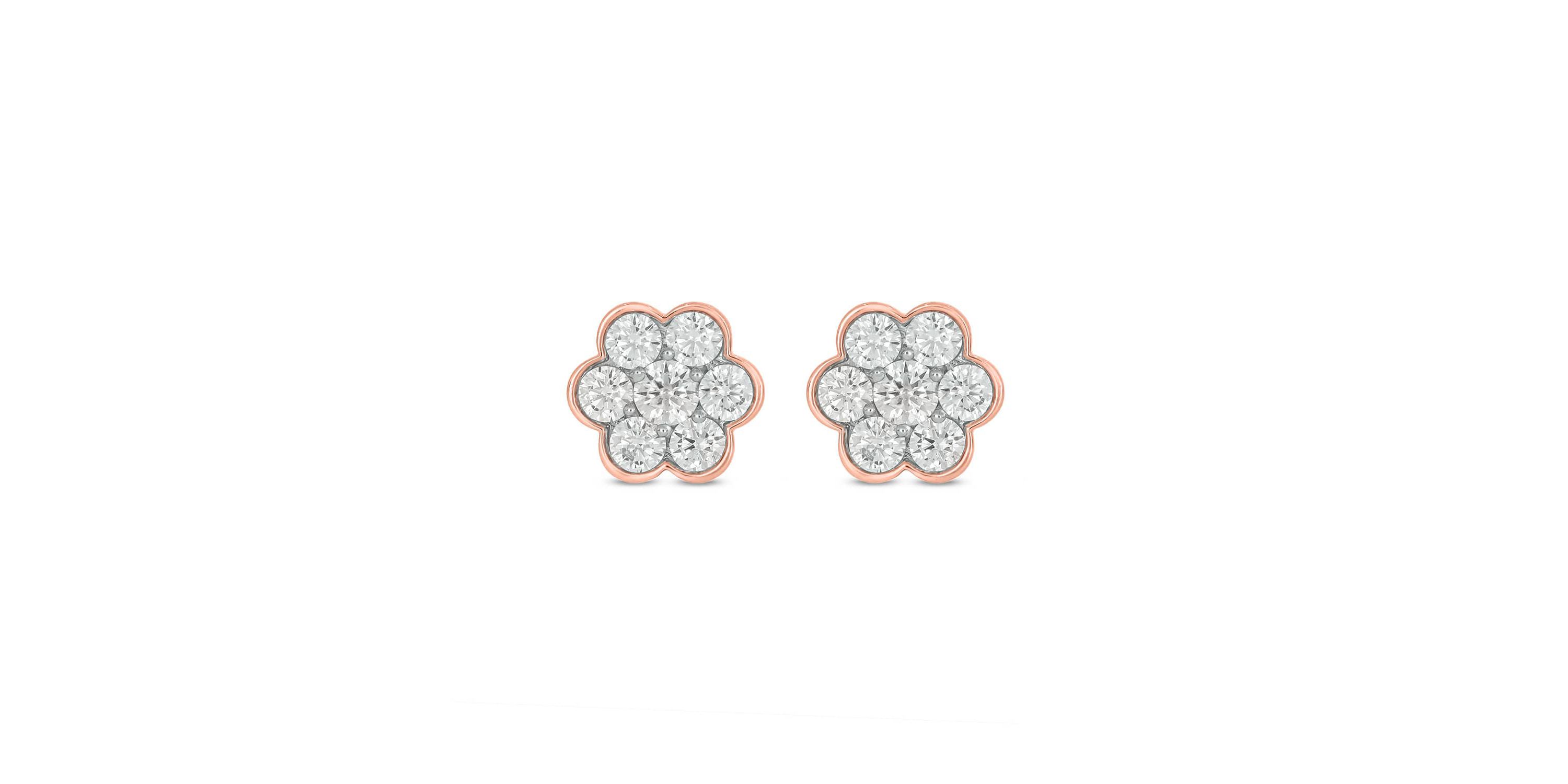 Lab Created 1 Carat Lab Grown Diamond Floral Crafted Earring in 10KT Rose Gold