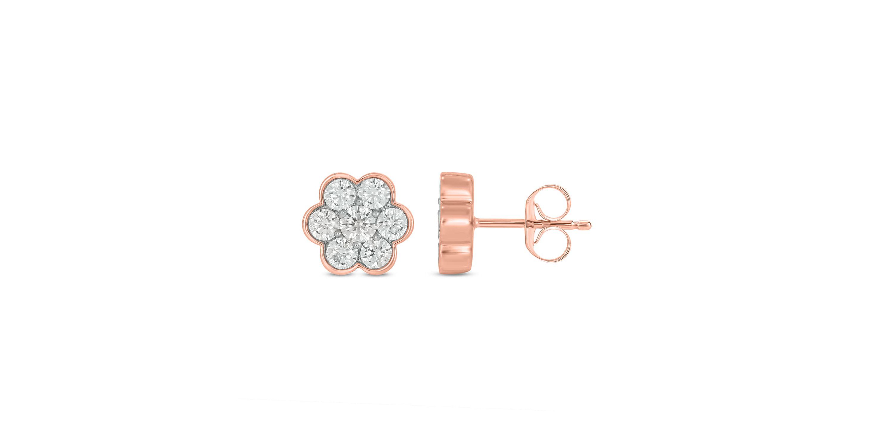 Lab Created 1 Carat Lab Grown Diamond Floral Crafted Earring in 10KT Rose Gold
