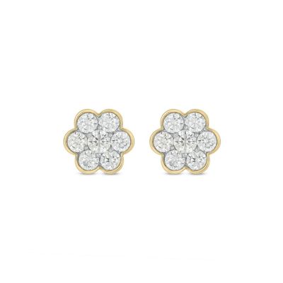 Belk & Co Lab Created 1 Carat Lab Grown Diamond Floral Crafted Earring in 10KT Yellow Gold