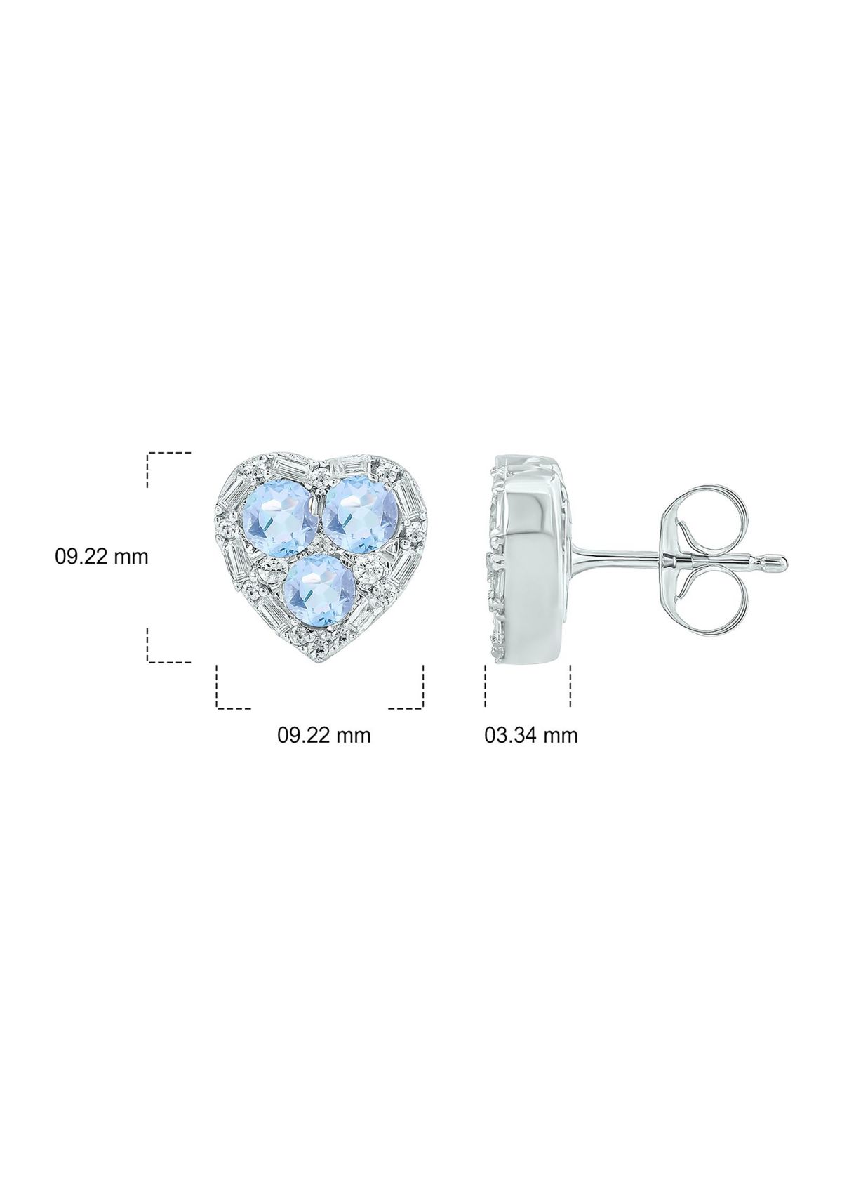 Lab Created 1/4 ct. t.w. Diamond and 3/4 ct. t.w. Natural Aquamarine Color Stone Earring In 14K White Gold