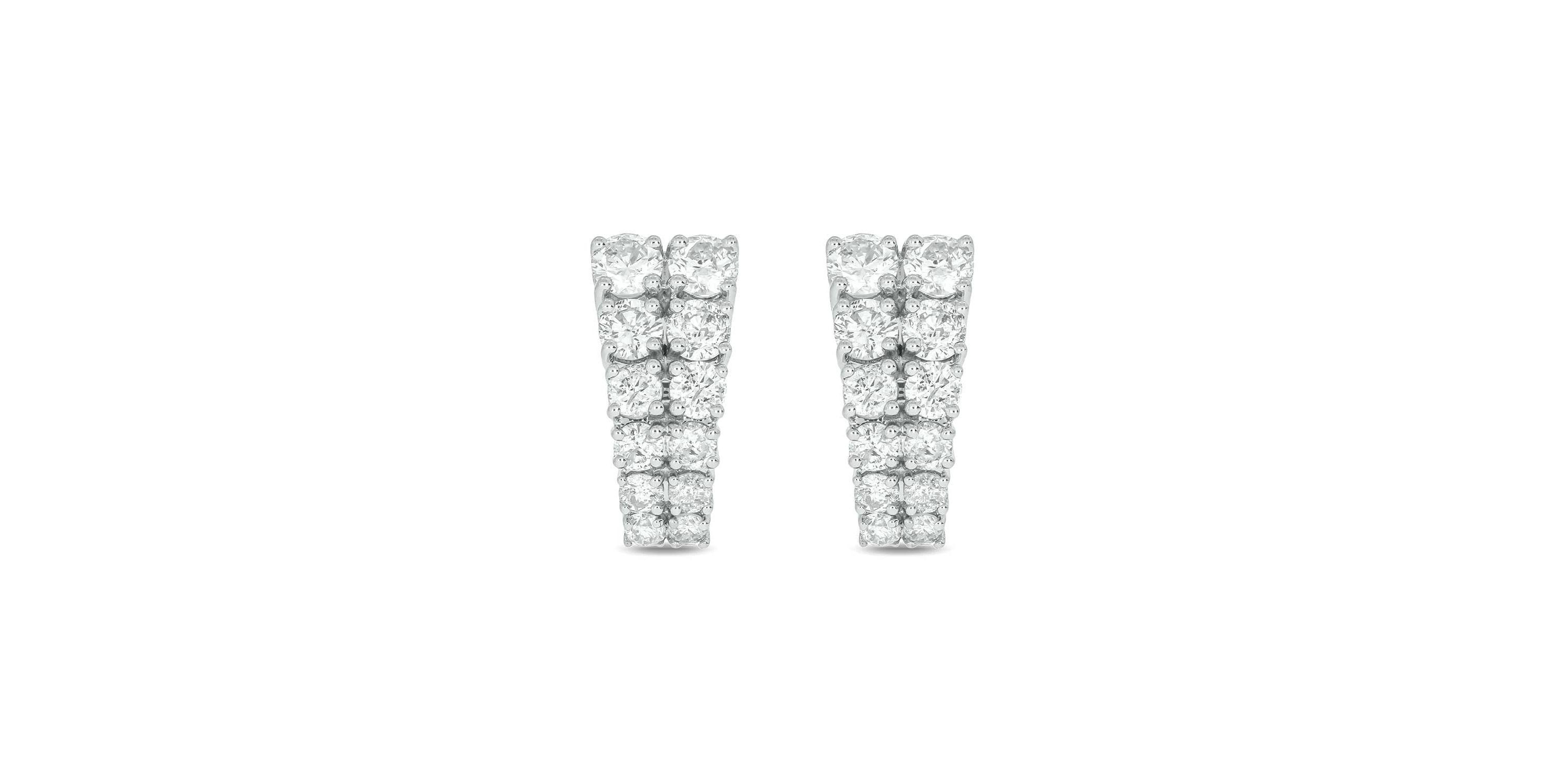 Lab Created 1 1/2 Carat Lab Grown Two Row Diamond Earring in 10KT White Gold