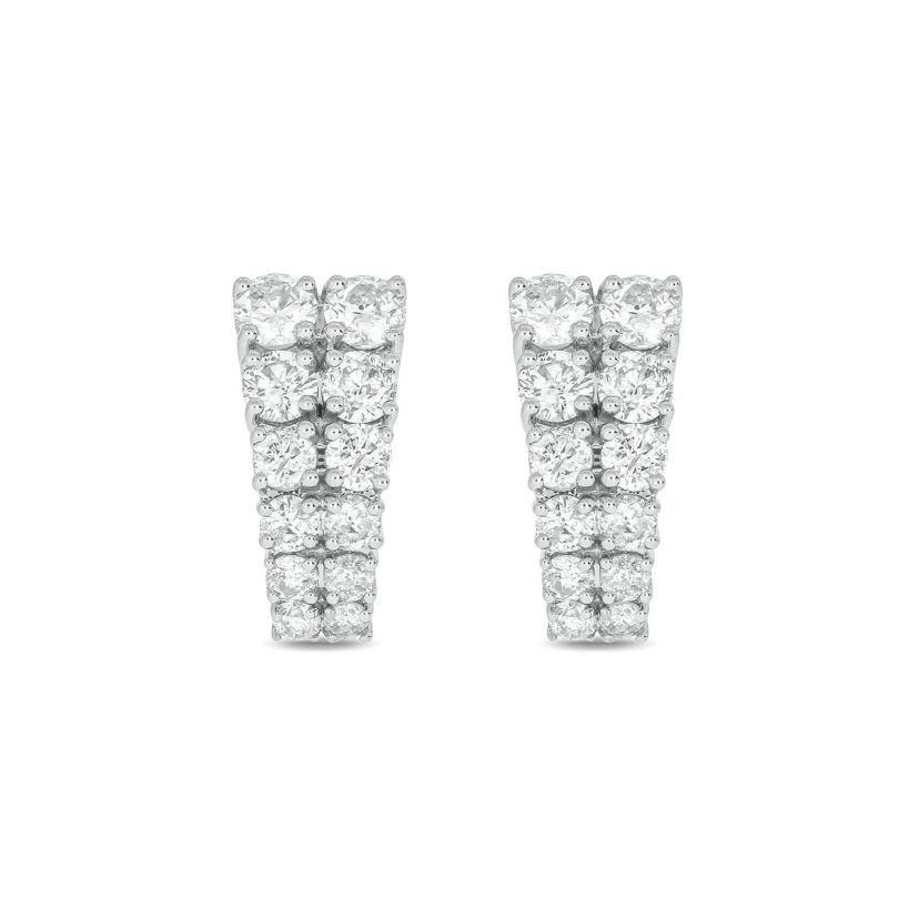 Lab Created 1 1/2 Carat Lab Grown Two Row Diamond Earring in 10KT White Gold