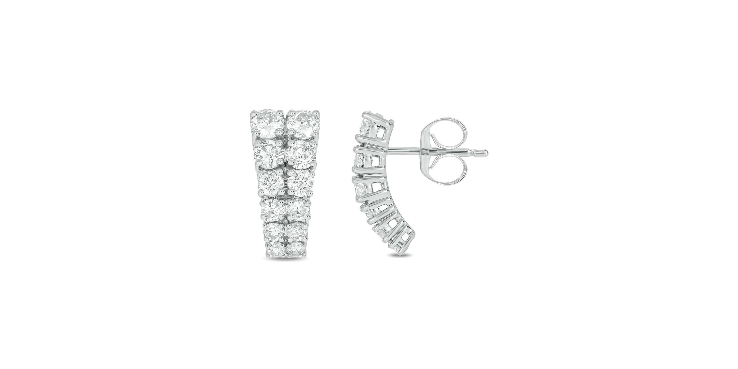 Lab Created 1 1/2 Carat Lab Grown Two Row Diamond Earring in 10KT White Gold