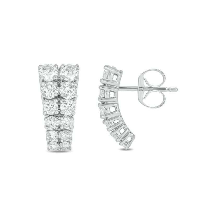 Lab Created 1 1/2 Carat Lab Grown Two Row Diamond Earring in 10KT White Gold