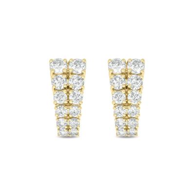 Belk & Co Lab Created 1 1/2 Carat Lab Grown Two Row Diamond Earring in 10KT Yellow Gold