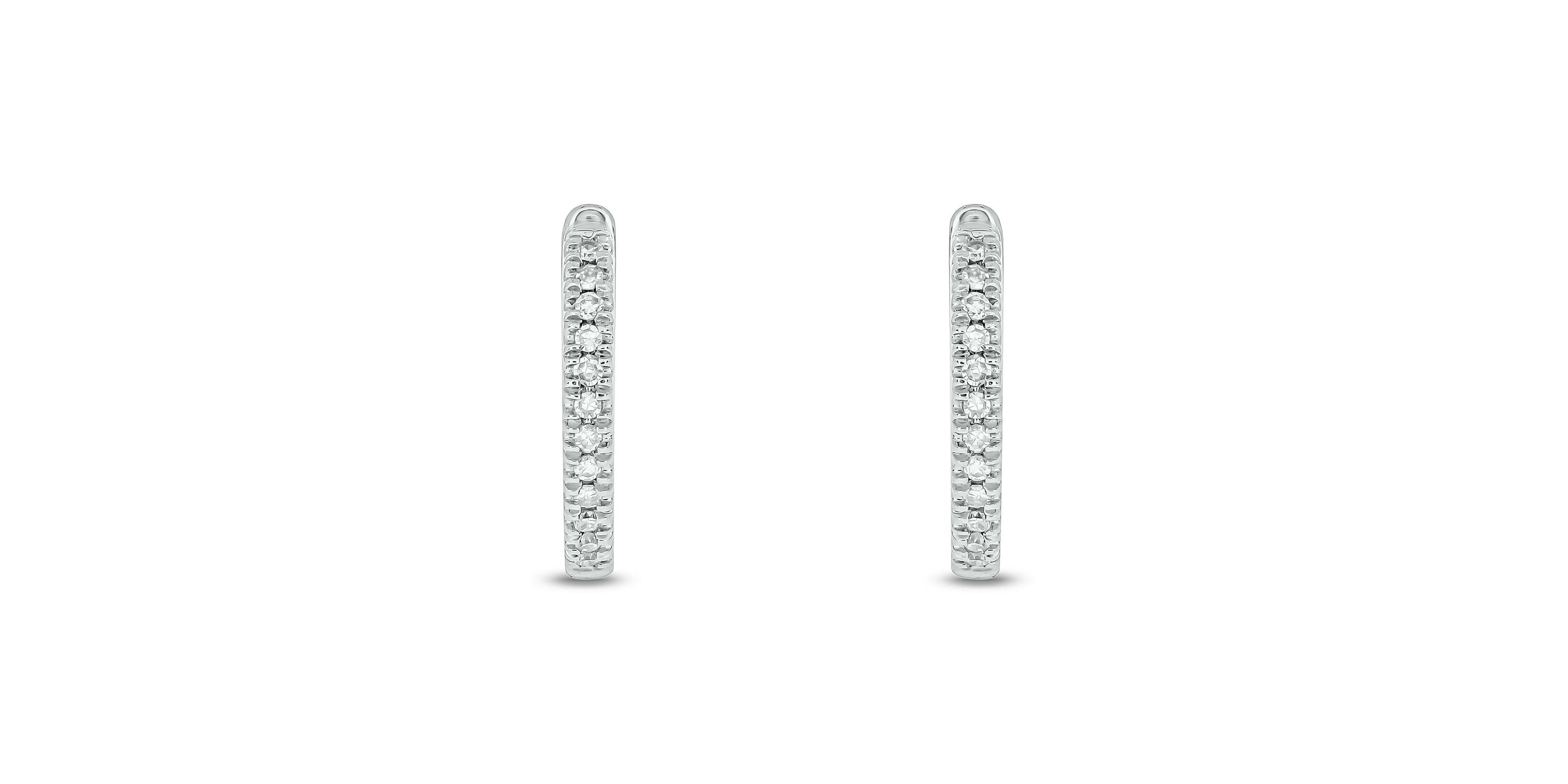 Diamond Accent Hoop Earring in Sterling Silver