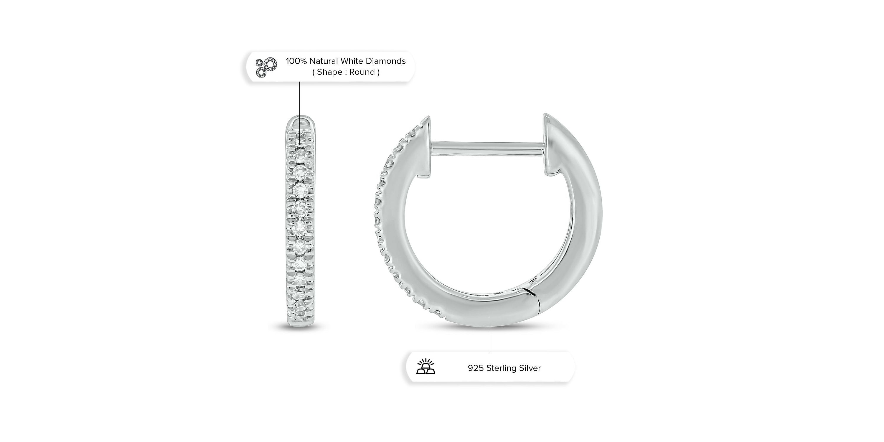 Diamond Accent Hoop Earring in Sterling Silver