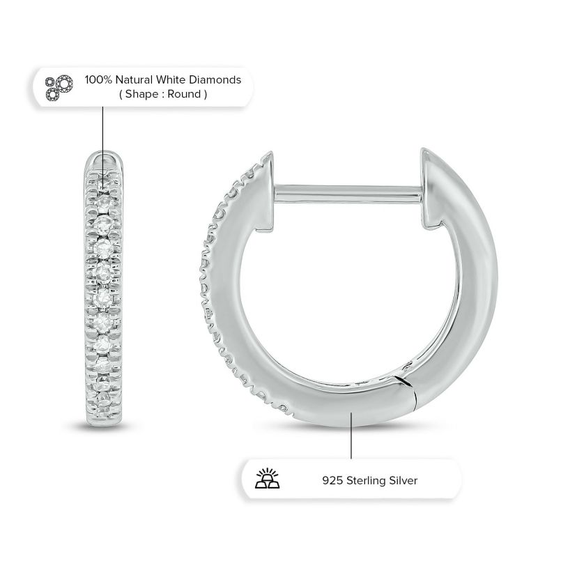 Diamond Accent Hoop Earring in Sterling Silver