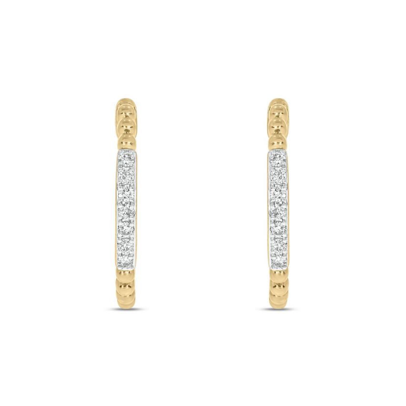 1/6 Carat, Beautiful Sparkle Hoop Earring in 14K Yellow Gold