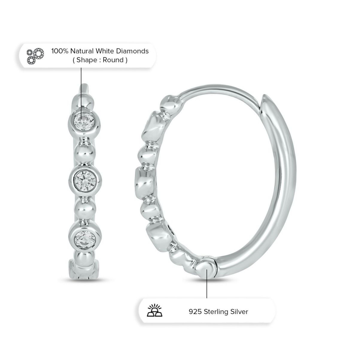 1/6 ct. t.w. Diamond Hoop Earring in Sterling Silver