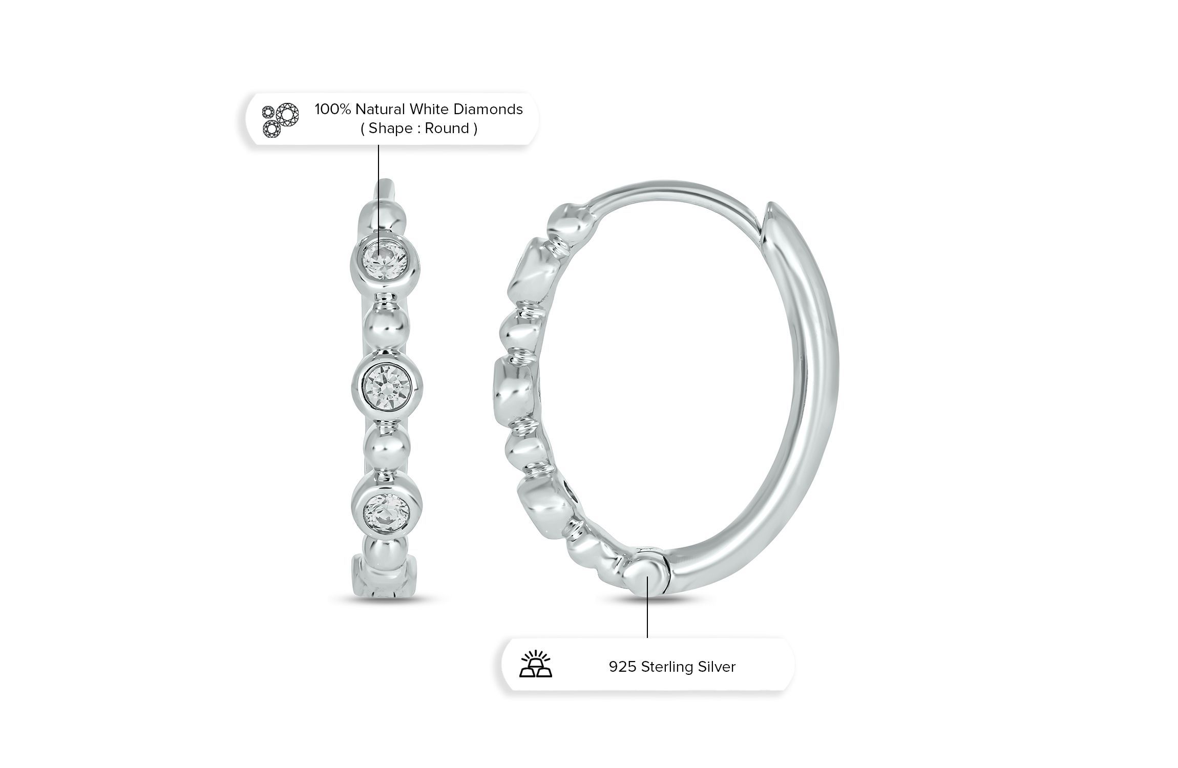 1/6 ct. t.w. Diamond Hoop Earring in Sterling Silver