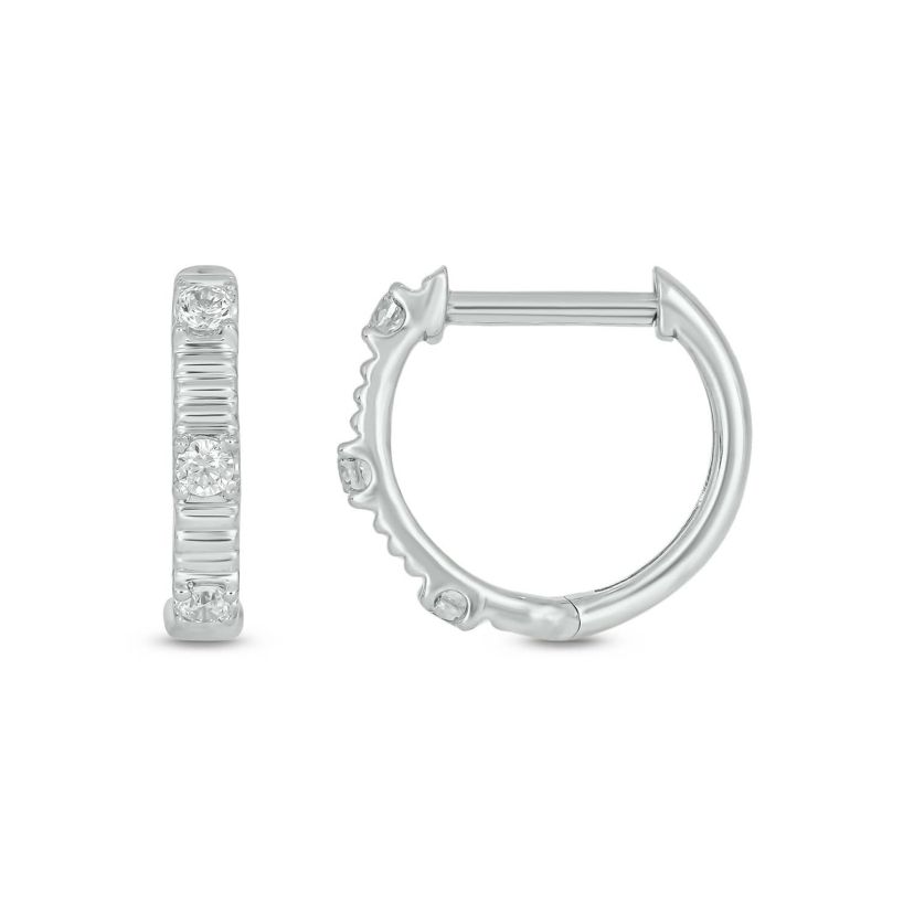 Lab Created 1/6 Carat Lab Grown Diamond Hoops Earring in Sterling Silver