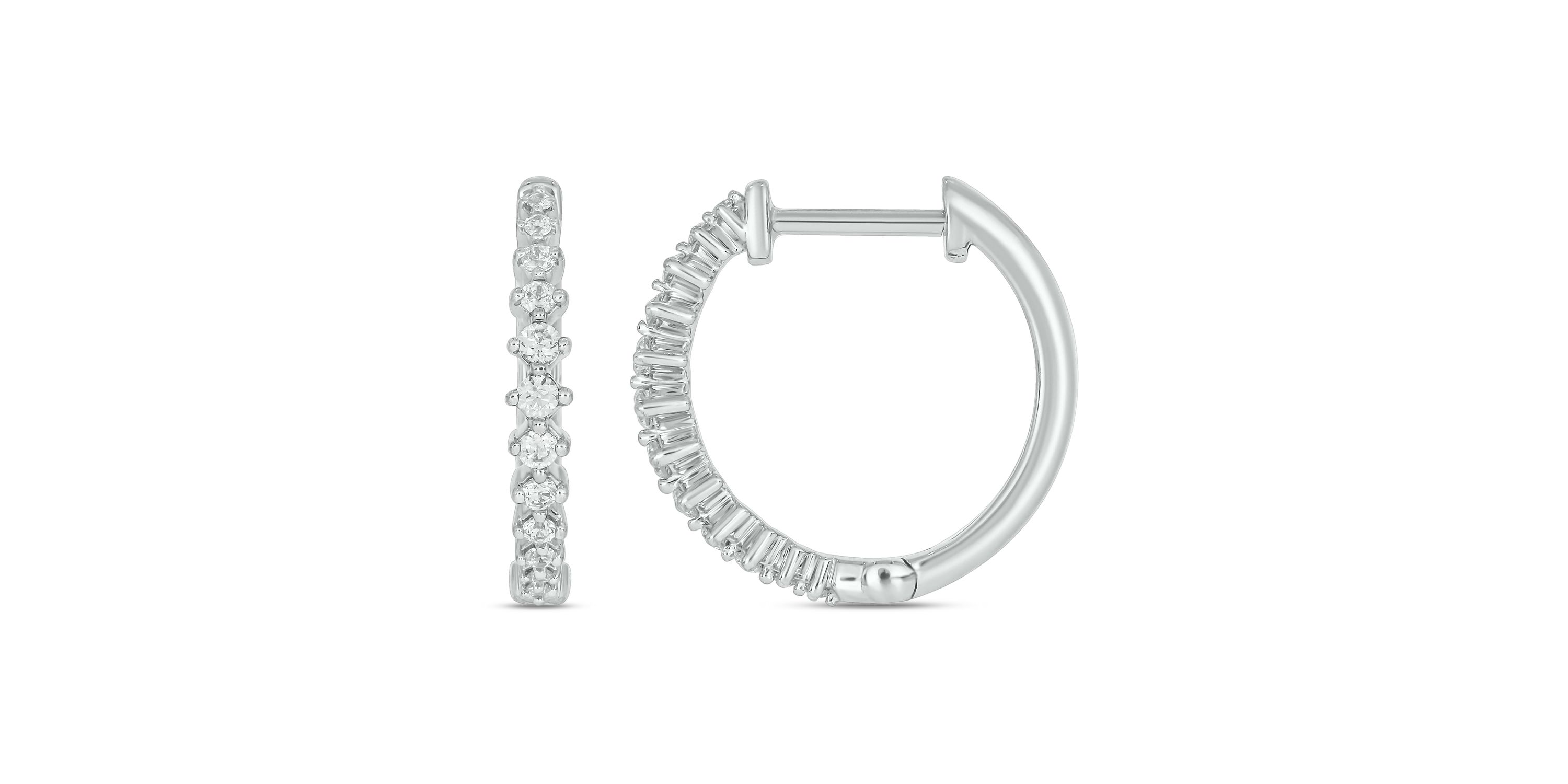1/5 ct.t.w  Diamond Hoop Earring in 14K White Gold