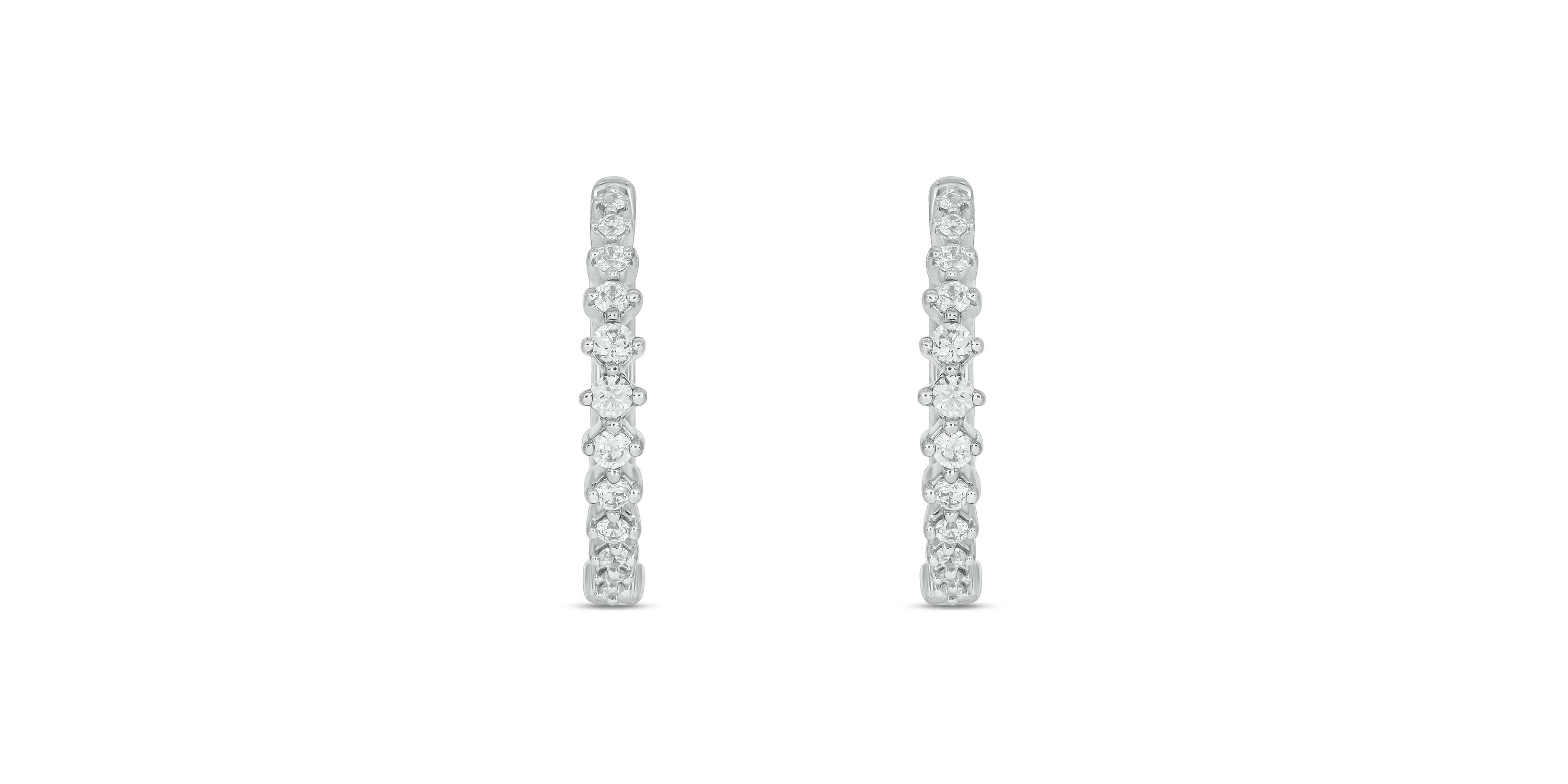 1/5 ct.t.w  Diamond Hoop Earring in 14K White Gold