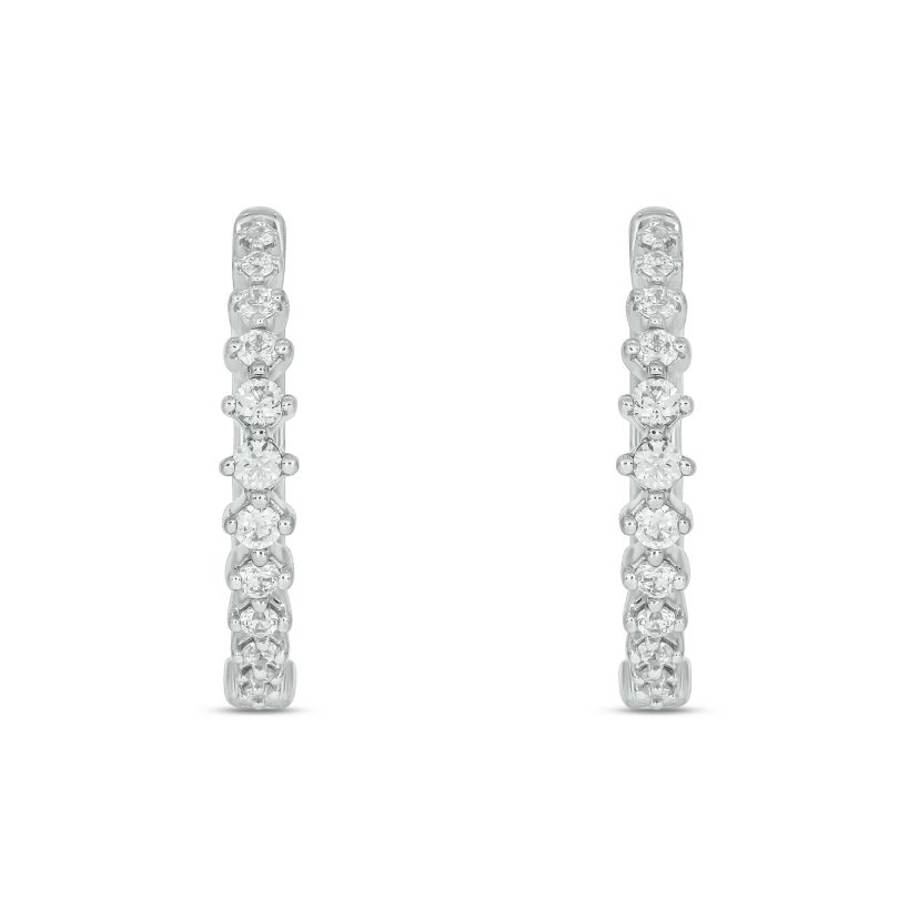 1/5 ct.t.w  Diamond Hoop Earring in 14K White Gold