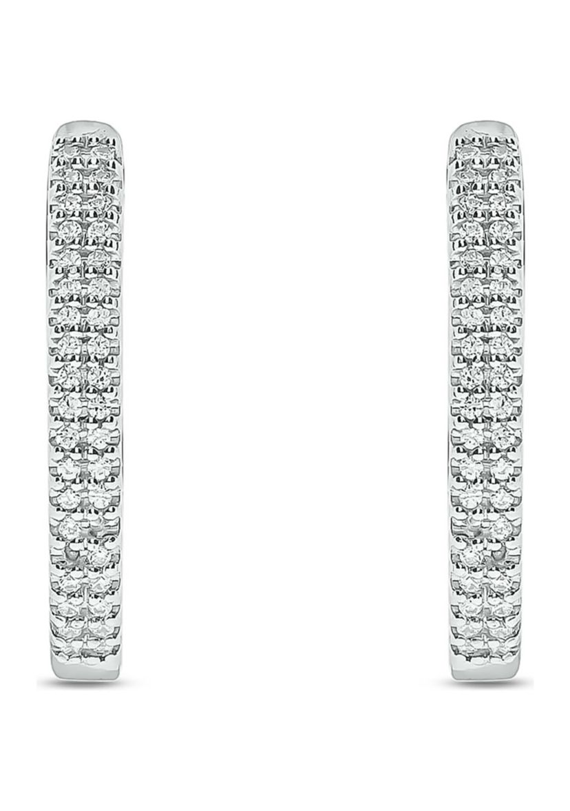 1/4 ct. t.w. Diamond Hoop Earring in Sterling Silver